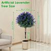 2 Packs Artificial Lavender Topiary Ball Trees UV Resistant Artificial Shrubs Fake Plants Evergreen Artificial Bush with Ground Spike for Indoor Outdo
