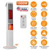 1500W Oscillating Ceramic Tower Space Heater with 3D Flame Portable Electric Heater with 3 Wind Modes Remote Control 5 Timer Overheat Tip-Over Protect