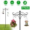 2 Packs 91in Heavy Duty Double Shepherds Hook Bird Feeder Pole Garden Hanging Holder with 5 Adjustable Height 5 Prong Base for Bird Feeder Garden Plan