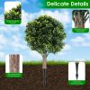 2 Packs Faux Boxwood Ball Trees Artificial Peanut Topiary Tree UV Resistant Artificial Shrubs Fake Plants Evergreen Artificial Bush with Ground Spike