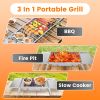 3 In 1 Foldable Charcoal Grill Fire Pit Slow Cooker 2-3 People Portable Camping Grill Stainless Steel BBQ Grill for Camping Tailgating Yard