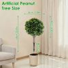 2 Packs Faux Boxwood Ball Trees Artificial Peanut Topiary Tree UV Resistant Artificial Shrubs Fake Plants Evergreen Artificial Bush with Ground Spike