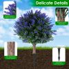 2 Packs Artificial Lavender Topiary Ball Trees UV Resistant Artificial Shrubs Fake Plants Evergreen Artificial Bush with Ground Spike for Indoor Outdo