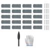 16FT Non-Digging Plastic Landscape Edging 20Pcs Faux Cobbled Stone Garden Borders with 20 Spikes Shovel Gloves Flexible Bendable for Flower Beds Pathw