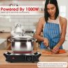 1000W Electric Single Burner Portable Heating Hot Plate Stove Countertop RV Hotplate with 5 Temperature Stepless Adjustments Portable Handles