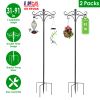 2 Packs 91in Heavy Duty Double Shepherds Hook Bird Feeder Pole Garden Hanging Holder with 5 Adjustable Height 5 Prong Base for Bird Feeder Garden Plan
