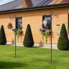 2 Packs 91in Heavy Duty Double Shepherds Hook Bird Feeder Pole Garden Hanging Holder with 5 Adjustable Height 5 Prong Base for Bird Feeder Garden Plan