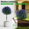 2 Packs Artificial Lavender Topiary Ball Trees UV Resistant Artificial Shrubs Fake Plants Evergreen Artificial Bush with Ground Spike for Indoor Outdo