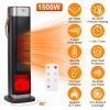 1500W Oscillating Ceramic Tower Space Heater with 3D Flame Portable Electric Heater with 3 Wind Modes 59-104℉Heating Remote Control 12H Timer Overheat
