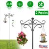 2 Packs 76in Heavy Duty Double Shepherds Hook Bird Feeder Pole Garden Hanging Holder with 4 Adjustable Height 5 Prong Base for Bird Feeder Garden Plan