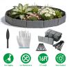 16FT Non-Digging Plastic Landscape Edging 20Pcs Faux Cobbled Stone Garden Borders with 20 Spikes Shovel Gloves Flexible Bendable for Flower Beds Pathw