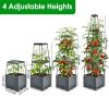 2Pack Raised Garden Bed Boxes with Trellis 56" Tomato Self-Watering Planter Box Indoor Outdoor with 4 Adjustable Heights 10 Clips 65FT Ties for Climbi