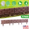 12PCS Stone Fence Edging Panels, Imitation Stone PP Garden Border with Rotatable Connectors, Easy Snap Assembly Adjustable Angle for Garden Yard Lawn