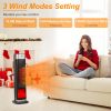 1500W Oscillating Ceramic Tower Space Heater with 3D Flame Portable Electric Heater with 3 Wind Modes 59-104℉Heating Remote Control 12H Timer Overheat