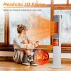 1500W Oscillating Ceramic Tower Space Heater with 3D Flame Portable Electric Heater with 3 Wind Modes Remote Control 5 Timer Overheat Tip-Over Protect