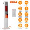 1500W Oscillating Ceramic Tower Space Heater with 3D Flame Portable Electric Heater with 3 Wind Modes Remote Control 5 Timer Overheat Tip-Over Protect