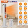1500W Oscillating Ceramic Tower Space Heater with 3D Flame Portable Electric Heater with 3 Wind Modes Remote Control 5 Timer Overheat Tip-Over Protect