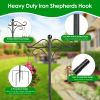 2 Packs 91in Heavy Duty Double Shepherds Hook Bird Feeder Pole Garden Hanging Holder with 5 Adjustable Height 5 Prong Base for Bird Feeder Garden Plan