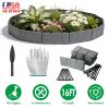 16FT Non-Digging Plastic Landscape Edging 20Pcs Faux Cobbled Stone Garden Borders with 20 Spikes Shovel Gloves Flexible Bendable for Flower Beds Pathw