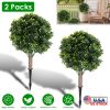 2 Packs Faux Boxwood Ball Trees Artificial Peanut Topiary Tree UV Resistant Artificial Shrubs Fake Plants Evergreen Artificial Bush with Ground Spike