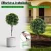 2 Packs Faux Boxwood Ball Trees Artificial Peanut Topiary Tree UV Resistant Artificial Shrubs Fake Plants Evergreen Artificial Bush with Ground Spike