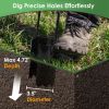 5 In 1 Bulb Planter Tool Long Handle Gardening Bulb Transplanter with Gloves Brush Serrated Base Dual Pedal Digging Holes to Plant Tulips Iris Daffodi
