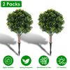 2 Packs Faux Boxwood Ball Trees Artificial Peanut Topiary Tree UV Resistant Artificial Shrubs Fake Plants Evergreen Artificial Bush with Ground Spike