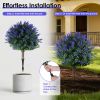 2 Packs Artificial Lavender Topiary Ball Trees UV Resistant Artificial Shrubs Fake Plants Evergreen Artificial Bush with Ground Spike for Indoor Outdo