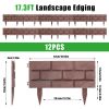 12PCS Stone Fence Edging Panels, Imitation Stone PP Garden Border with Rotatable Connectors, Easy Snap Assembly Adjustable Angle for Garden Yard Lawn