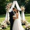 2Pack 7.87Ft H x 4.59Ft W Adjustable Metal Garden Arches DIY Outdoor Trellis for Climbing Plants Wedding Arch Decoration Iron Arbor for Backyard Garde