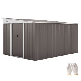 Metal Garden Shed 11x9 ft Outdoor Storage with Sliding Doors & Air Vents Gray