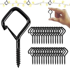 Screw Hooks 1.65 Inch, Small Metal Ceiling Hooks for Outdoor String Lights, Wind Chimes, Lanterns, and Hanging Decorations Indoor and Outdoor (Bl