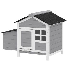 Wooden Chicken Coop Outdoor with Nesting Box, Pull-Out Metal Tray, for 1-2 Chickens, Rabbits, Ducks, 36" x 25" x 27"