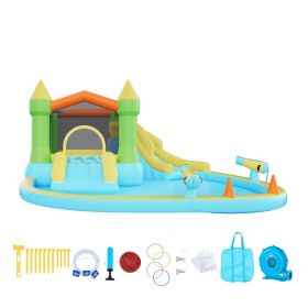 Inflatable Bounce House, 12.5 x 13.1 x 6.5 ft Inflatable Bounce House Water Slide, Bouncer Castle with Castle Bounces, Basketball Hoop