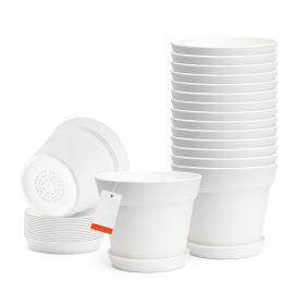 Plastic Plant Pots, 16 Packs 6 in Durable Planters, Lightweight Nursery Pots with Drainage Holes & Detachable Saucers