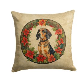 American English Coonhound Christmas Flowers Throw Pillow Machine Washable, Indoor Outdoor Decorative Pillow for Couch, Bed or Patio, 14Hx14W
