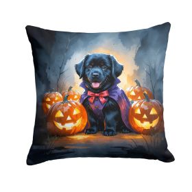 Black Newfoundland Puppy Halloween Throw Pillow Machine Washable, Indoor Outdoor Decorative Pillow for Couch, Bed or Patio, 14Hx14W