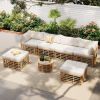 GO 7 Pieces Outdoor Patio Furniture, All-Weather Rattan Sectional Sofa Set with Thick Cushions and Pillows