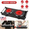 1800W Electric Double Burner Portable Heating Hot Plate Stove Countertop RV Hotplate with 5 Temperature Stepless Adjustments Portable Handles