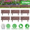 12PCS Stone Fence Edging Panels, Imitation Stone PP Garden Border with Rotatable Connectors, Easy Snap Assembly Adjustable Angle for Garden Yard Lawn