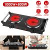1800W Electric Double Burner Portable Heating Hot Plate Stove Countertop RV Hotplate with 5 Temperature Stepless Adjustments Portable Handles