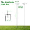 2 Packs 76in Heavy Duty Double Shepherds Hook Bird Feeder Pole Garden Hanging Holder with 4 Adjustable Height 5 Prong Base for Bird Feeder Garden Plan