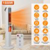 1500W Oscillating Ceramic Tower Space Heater with 3D Flame Portable Electric Heater with 3 Wind Modes Remote Control 5 Timer Overheat Tip-Over Protect