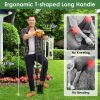 5 In 1 Bulb Planter Tool Long Handle Gardening Bulb Transplanter with Gloves Brush Serrated Base Dual Pedal Digging Holes to Plant Tulips Iris Daffodi