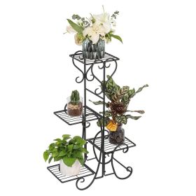 Metal Plant Stands;  Heavy Duty Flower Pot Stands for Multiple Plant (Color: Black)