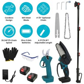 4-in-1 Pole Pruning Shears, Electric Pruning Shears & pole saws for tree trimming with 7 adjustable head angles (Color: as Pic)