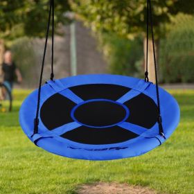 40 Inch Flying Saucer Tree Swing Indoor Outdoor Play Set (Color: Blue)